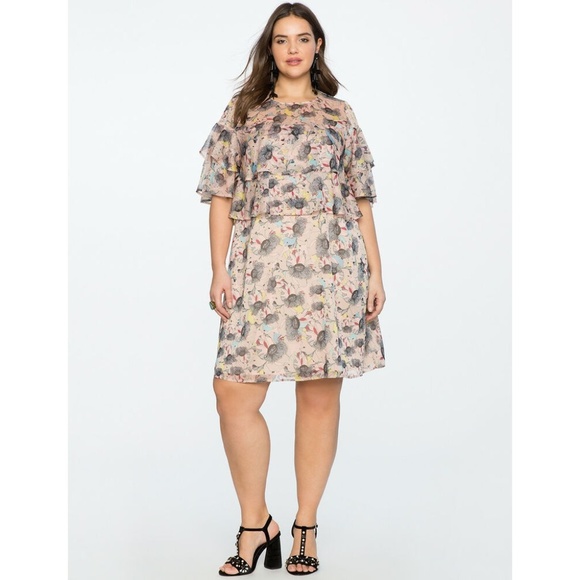 Eloquii Dresses & Skirts - Eloquii Dress Floral Two-Tiered Thisle Pink Floral